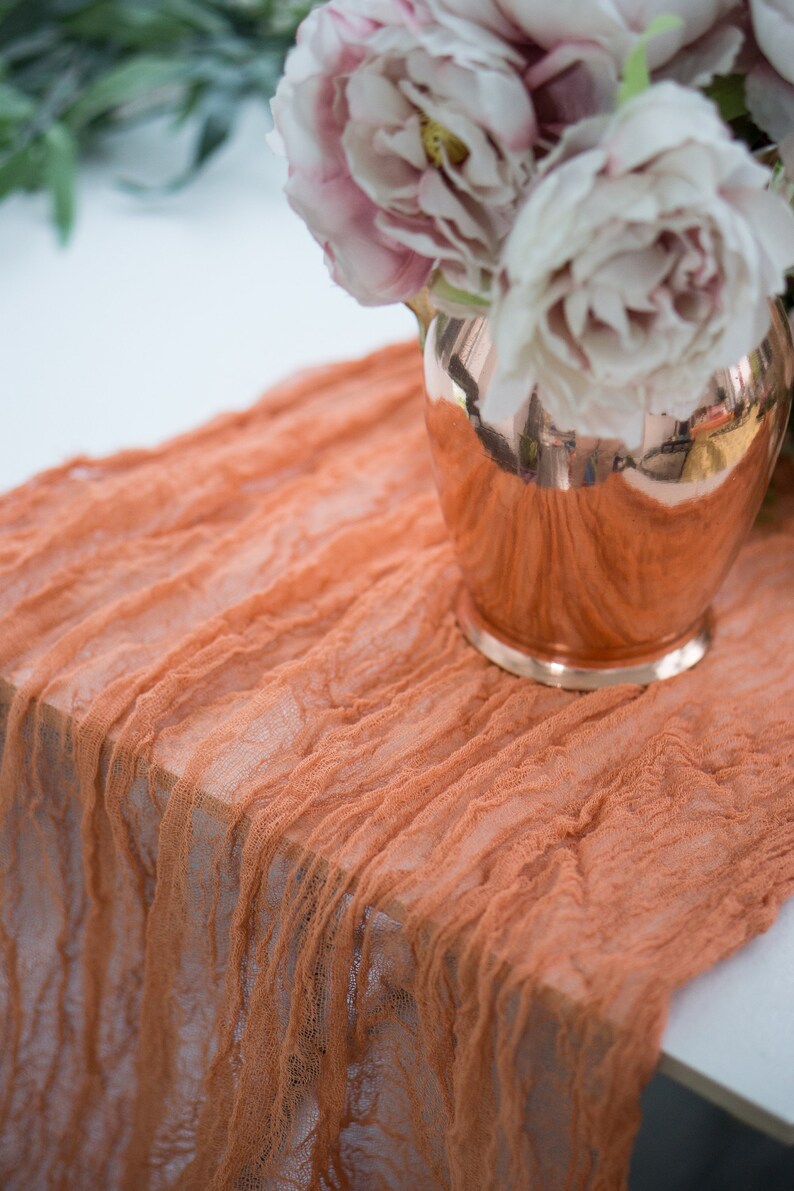 Terracotta Gauze Table Runner Wedding Cheesecloth Table Etsy