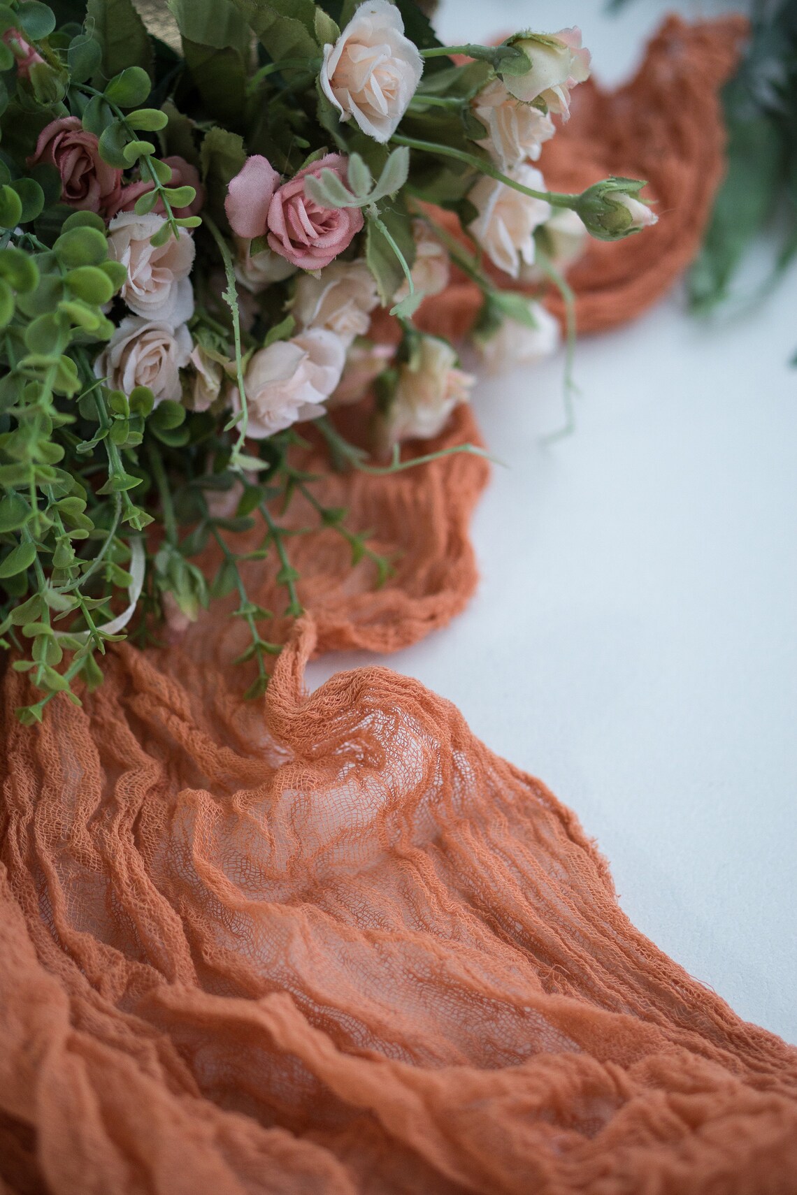 Terracotta Gauze Table Runner Wedding Cheesecloth Table Etsy