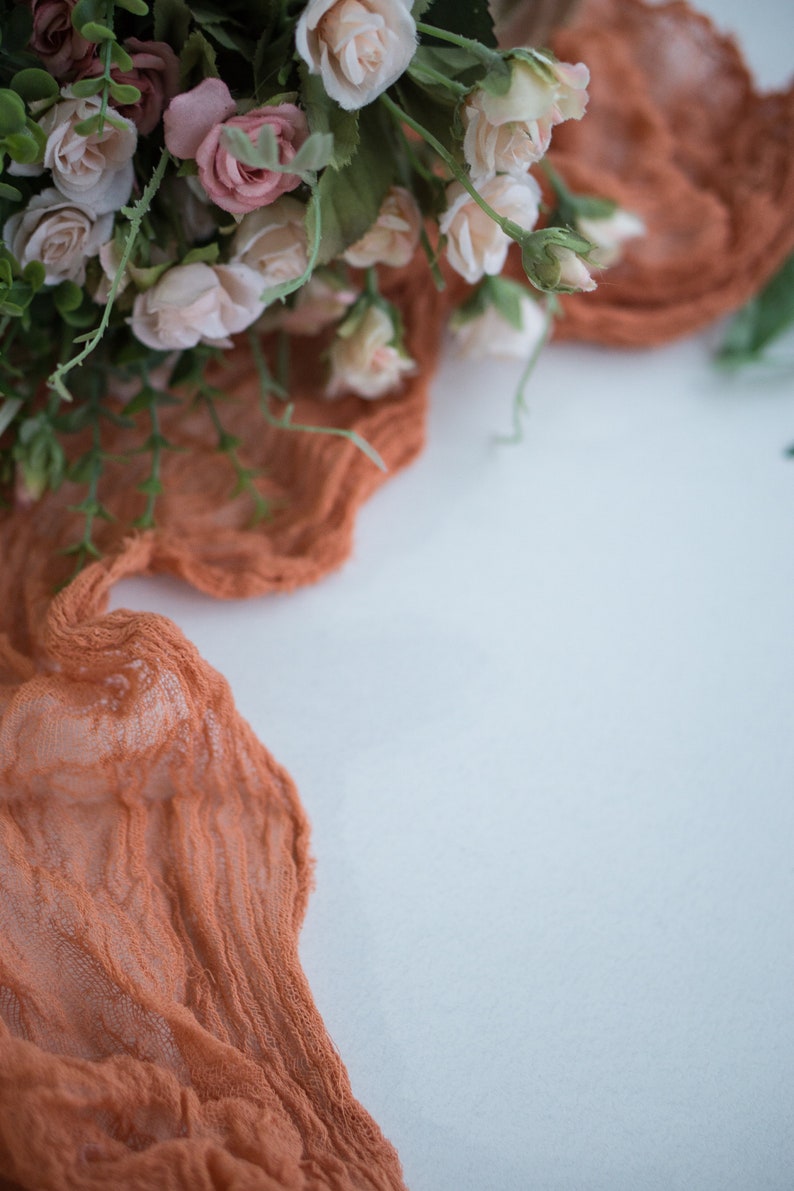 Terracotta Gauze Table Runner Wedding Cheesecloth Table Etsy