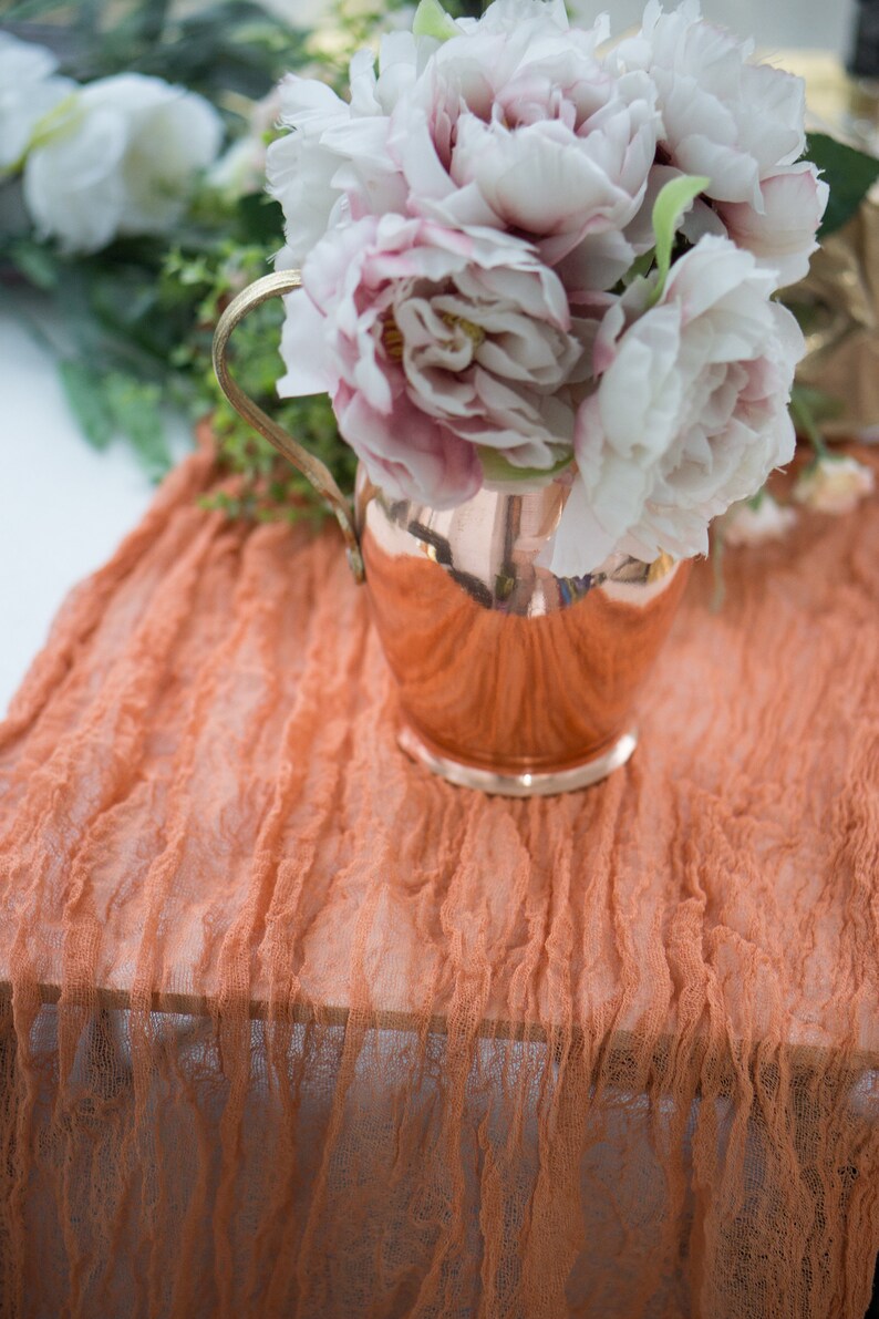 Terracotta Gauze Table Runner Wedding Cheesecloth Table Etsy