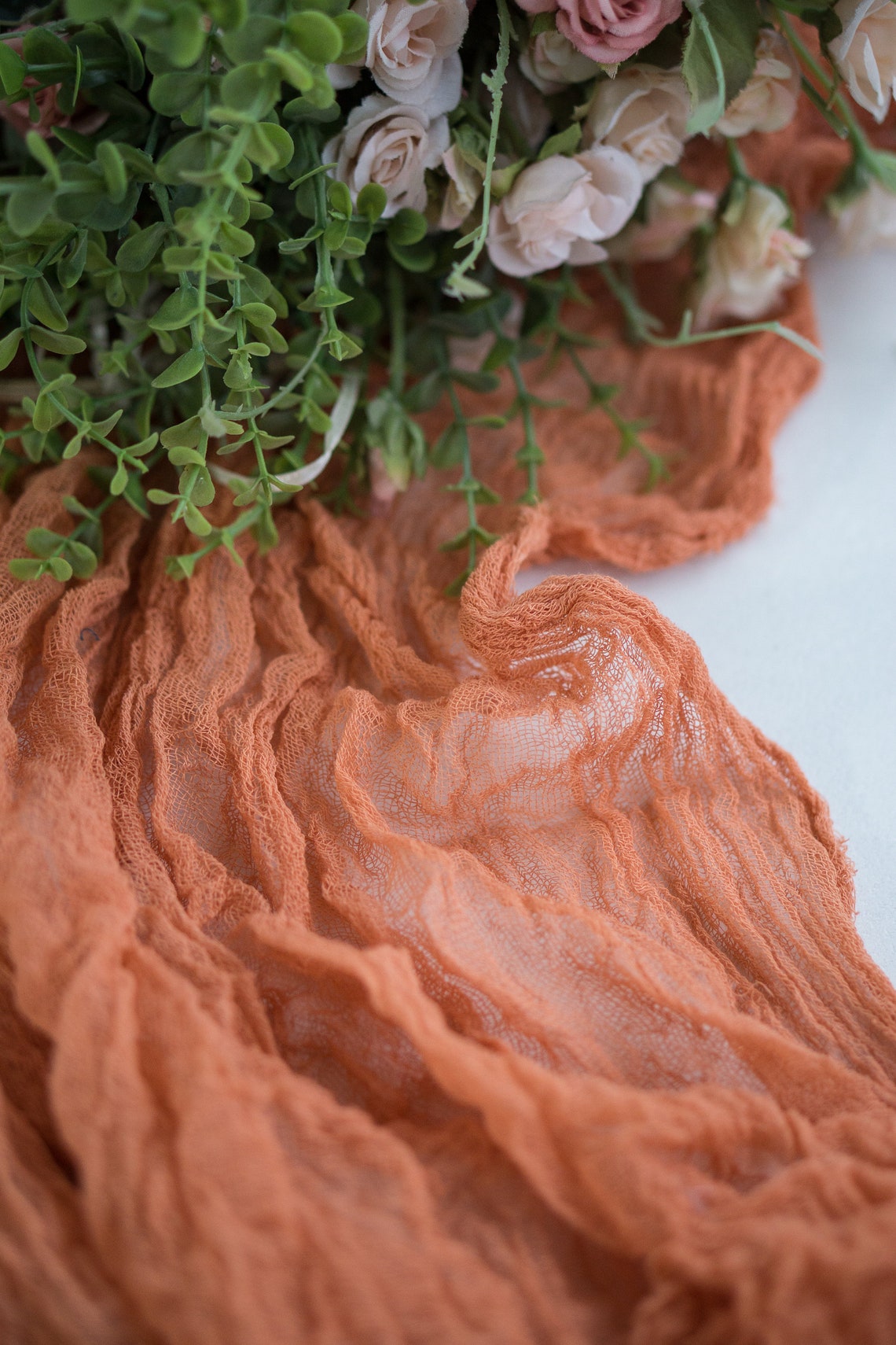 Terracotta Gauze Table Runner Wedding Cheesecloth Table Etsy