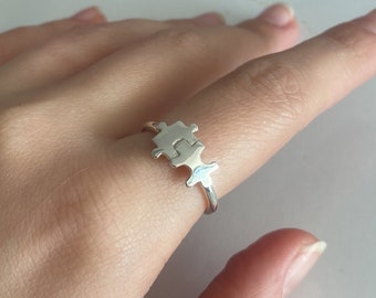 Silver Puzzle Ring | Gold Jigsaw Ring | Jigsaw Band | Interlocking Ring | Silver Band | Silver Puzzle Band | Puzzle Jewelry | Cute Gold Ring