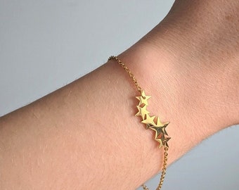 Silver Star Bracelet | Celestial Jewelry | Star Chain | Star Quintet Bracelet | Dainty Silver Bracelet | Five Star Bracelet | Gold Bracelet