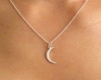 Silver Crescent Necklace | Silver Moon Necklace | Gold Moon Necklace | Celestial Jewelry | Lunar Necklace | Halfmoon Necklace | Moon Pendant