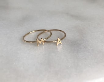 Eerste letter ring | Gouden Initiële Letter Ring | Gepersonaliseerde ring | Gepersonaliseerde letterring | Aangepaste initiële ring | Aangepaste zilveren ring