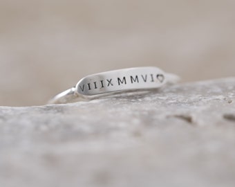 Roman Numeral Ring | Silver Roman Numeral Ring | Custom Date Ring | Personalised Roman Numeral Ring | Anniversary Ring | Wedding Date Ring