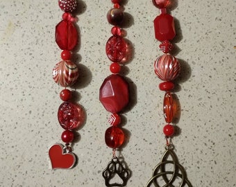 Red Scissor fob, Scissor keeper, bling for your embroidery scissors.