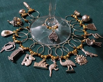 Australian wine glass markers, Aussie wine glass charms