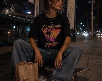 Retro California Dreams Oversized T-Shirt, Organic Cotton Streetwear
