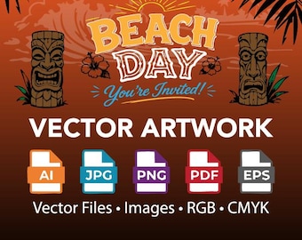 Beach Day Invitations Template & Vector Art
