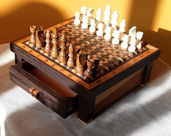 Chessbox, chess, urban chess, modern chessbox, made by hand, Wooden box, beautiful box, home decoration,
