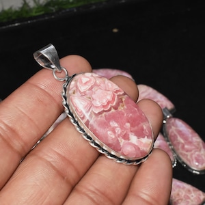 Natural Rhodochrosite Gemstone Pendant / Unique Pendants /  Handmade Jewelry / Jewelry For Gift / 925 Silver Plated Jewelry FP-42