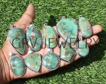 Ciondoli in crisoprasio naturale in argento sterling 925 placcato, set di collane con pietre preziose, ciondoli in pietre preziose naturali, ciondoli in offerta