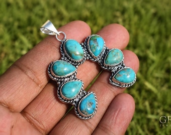 Lot de pendentifs Mohave turquoise en grappe Naja : argent sterling 925 plaqué, lot de pendentifs