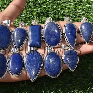 Ciondoli Cuore In Lapislazzulo Naturale &ndash; 24 Pezzi All'ingrosso &ndash; Blu 20mm