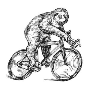 100% sloth on a bike author's drawing on a transparent background vector eps printable, funny print, funny t-shirt, funny animals, EPS 10 image 1