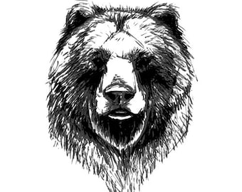 2 bear beautiful portrait illustration of prin in high resolution for printing instant download, SVG, EPS10