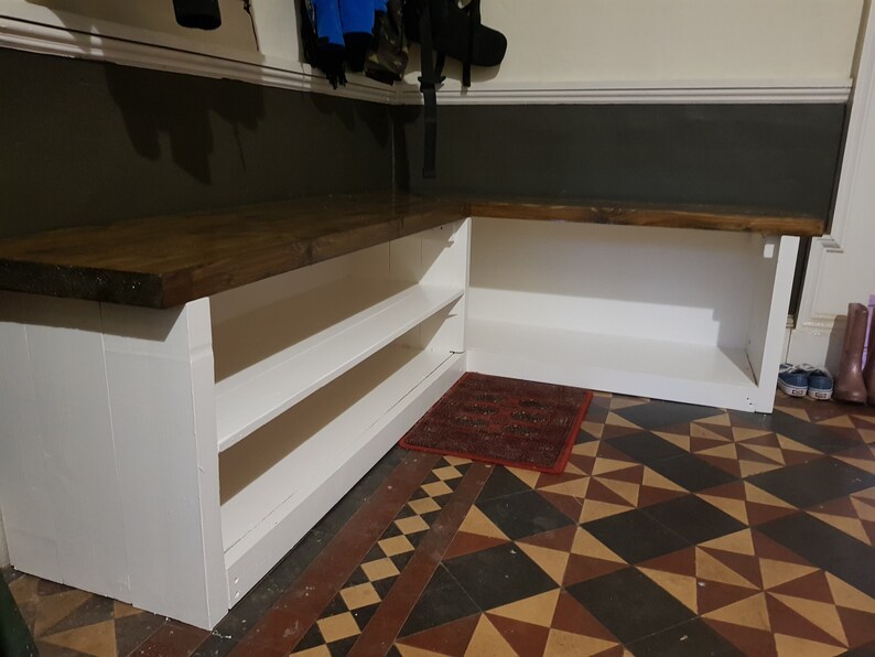 Handmade corner shoe bench Etsy