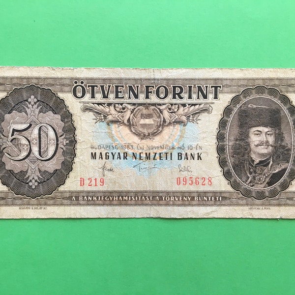50 Forint 1983 Hungary banknotes, old paper money, original banknotes.