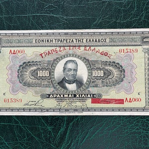 1000 Drachmai 1926 Grecia/ Vecchia carta moneta Grecia