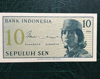 Billet de banque indonésien 10 Sen 1964/ Ancien papier-monnaie indonésien/Billet de banque indonésien