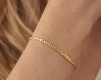 18K Gold Snake Chain Bracelet Simple Stack Chain Bracelet, Dainty gold bracelet, Layering Bracelet, Everyday Bracelet, Gift for Her