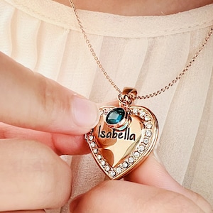 Heart Locket Necklace with Photo Personalized Locket Necklace with Name, CZ Customized Necklace for girls, Mother's Day Gift for Her