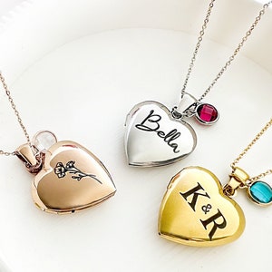 Colar com medalhão de coração para meninas com foto, colar com medalhão personalizado com nome, presente de aniversário personalizado, presentes de Páscoa, presente de Natal