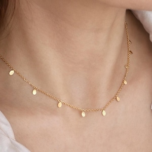 Dainty Gold Leaf Necklace Tiny Teardrop Charm Necklace, Minimalist Layering Necklace, Delicate Gold Chain, Everyday Jewelry Gift