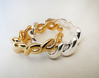 925 Sterling Silver Twist Bold Statement Ring Gold/Silver Adjustable Women Ring, Minimalist Bold Wrap Ring, Gift for her