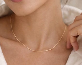 Dainty Box Chain Necklace Tiny Gold Chain Necklace, Minimalist Necklace, Layering Necklace, Delicate Gold Jewelry, Everyday Necklace