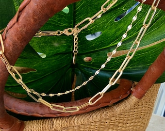 Conjunto de collar y pulsera de cadena gruesa de oro de 18 quilates de alta calidad, collar de capas, regalo de cumpleaños, regalo del Día de la Madre
