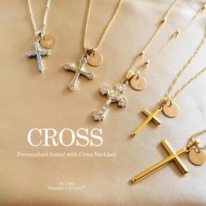 Personalized Cross Necklace Initial Pendant Baptism Gift Girl Confirmation Jewelry Woman Faith Symbol Christian Everyday Gold Handmade image 7