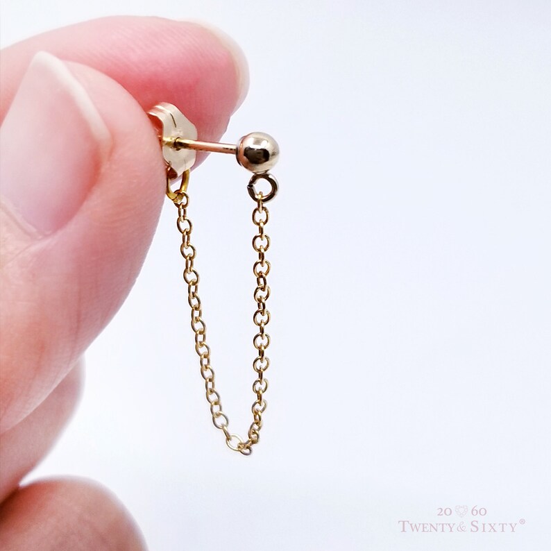 Gold Filled Chain Loop Studs EarringDaily Earring with Gold Etsy