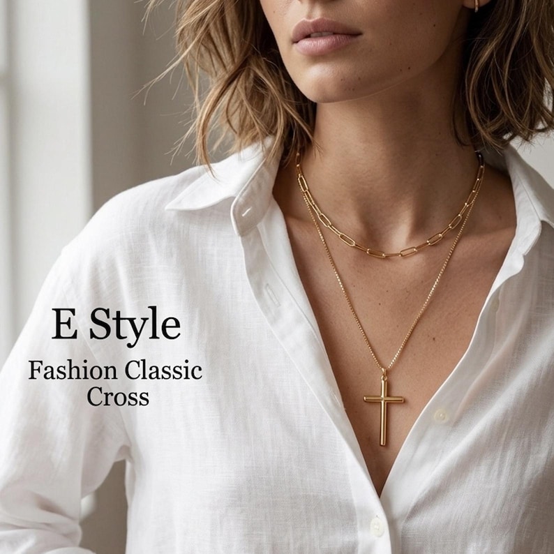 Personalized Cross Necklace Initial Pendant Baptism Gift Girl Confirmation Jewelry Woman Faith Symbol Everyday Spiritual Accessory Gold Filled Handmade Religious Charm Custom Engraved Monogram Disc Stamped Design Meaningful Keepsake First