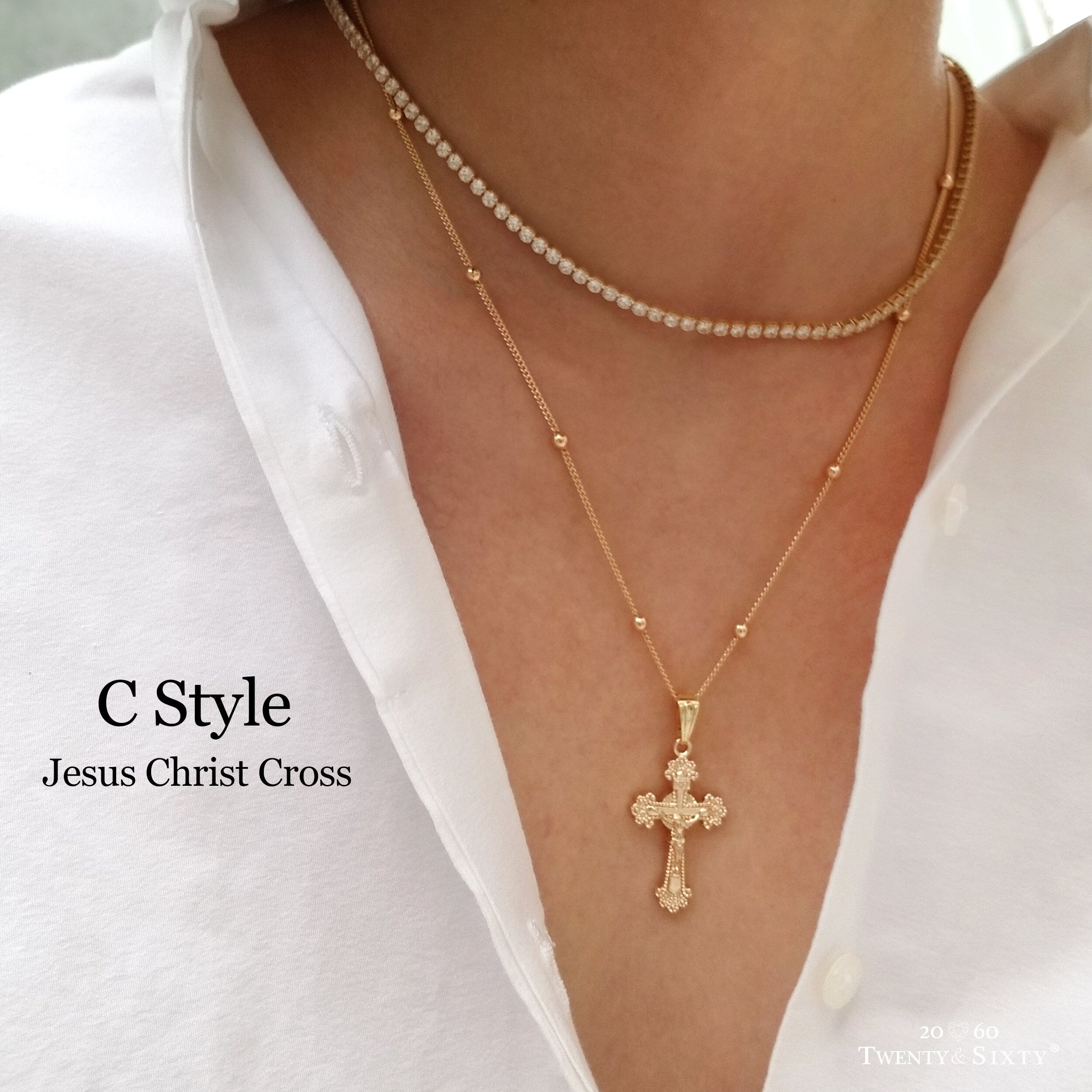 Gold Cross Necklace, Personalized Initial, Hand Stamp Disc, Religious Pendant, Gold Filled Cross Necklace, Birthday Gift, Christmas Gift