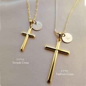 Personalized Cross Necklace Initial Pendant Baptism Gift Girl Confirmation Jewelry Woman Faith Symbol Christian Everyday Gold Handmade image 9