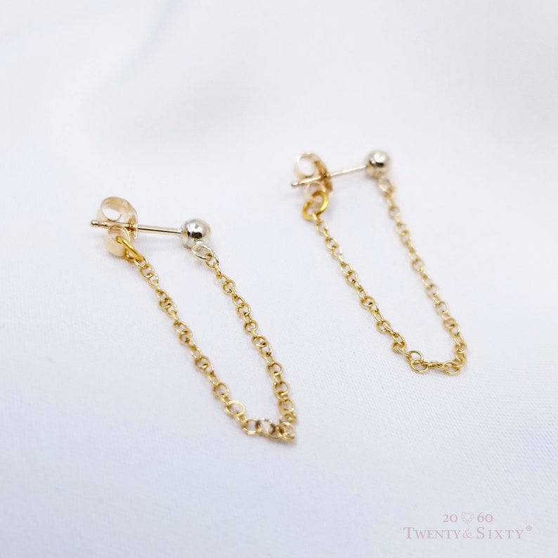 Gold Filled Chain Loop Studs EarringDaily Earring with Gold Etsy