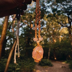 Rose Quartz Crystal Macrame Necklace