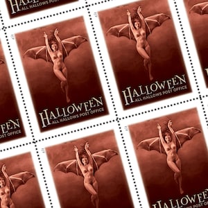 Foglio da 16 francobolli RED BATWOMAN All Hallows Post Office per HALLOWEEN