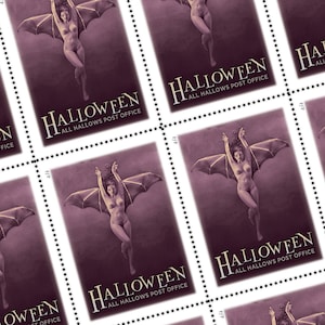 Arkusz 16 znaczków pocztowych PURPLE BATWOMAN All Hallows Post Office na Halloween