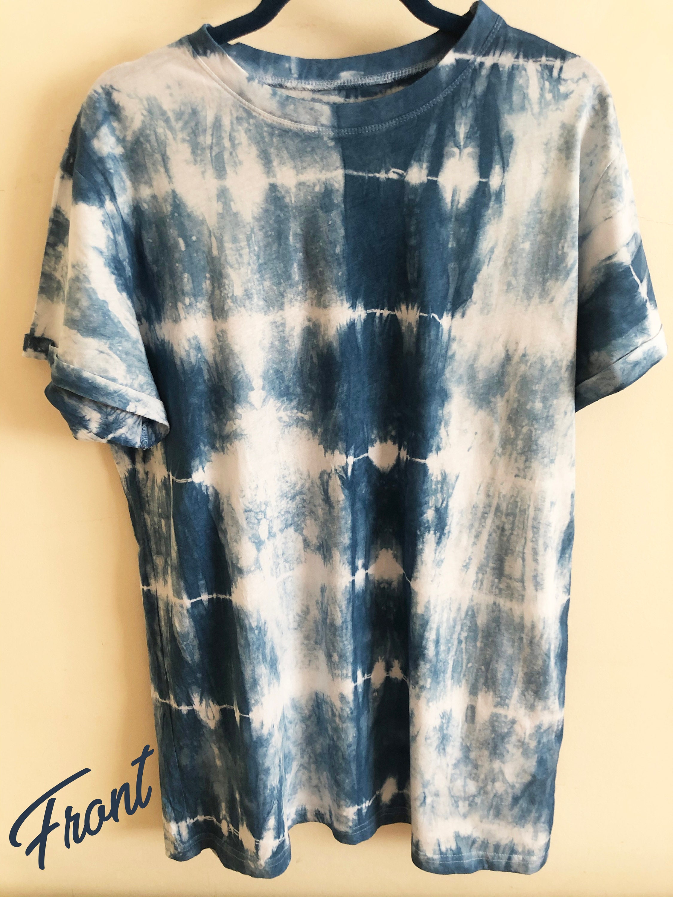 Shibori Tie Dyed Sustainable Cotton Long line Unisex Tshirt Etsy