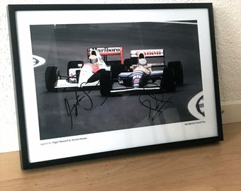 Ayrton Senna Nigel Mansell - Grand Prix d'Espagne 1991 - Impression autographe signée de Formule 1 Formula 1 Racing Iconic