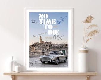 James Bond, Ingen tid att dö, Daniel Craig, autograftryck, filmaffisch, Bondflicka, DB5, väggkonst, heminredning, utskrivbar nedladdning