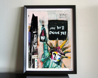 Popkonst, Neoexpressionism, Frihetsgudinnan, Champagne Urban New York, Väggkonst, Heminredning