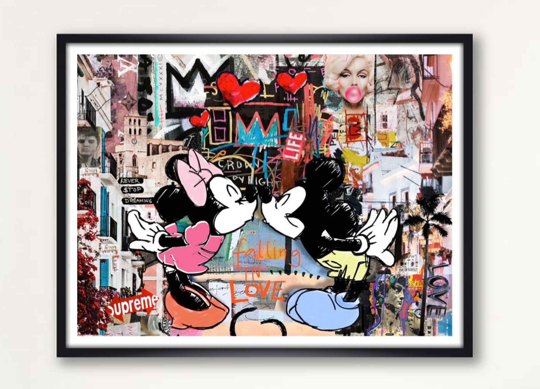 Tableau Pop Art Mickey Minnie I love you