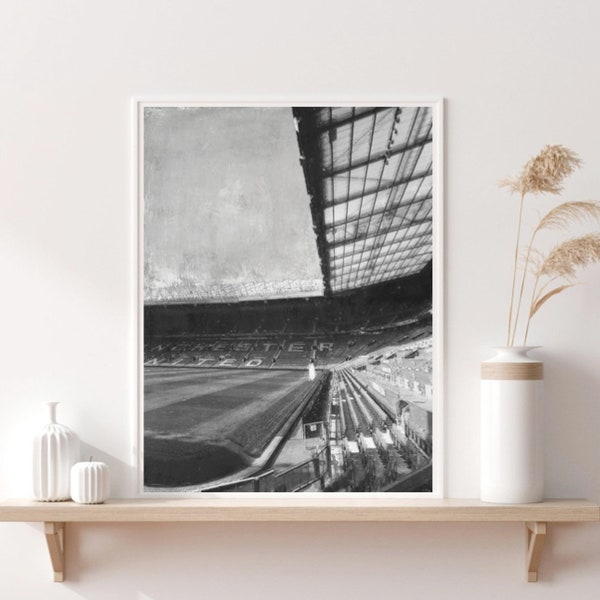 Manchester United, Old Trafford, Stadium, Sketch Design, Soccer, Premier League, Black White, Wall Art, Home Decor, Printable Download