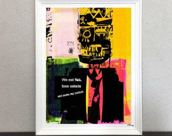 Neo Expressionism, Pop Art, Modern Art, Fish Salad Rap Ballads, Skull, RAW, Funky, Wall Art, Home Decor Limited Stefan Bammert