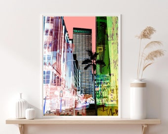 Johannesburg Urban Pop Art South Africa Wall Decor Collage Design Palmtrees Colorful Funky Streets good Vibes Printable Digital Download