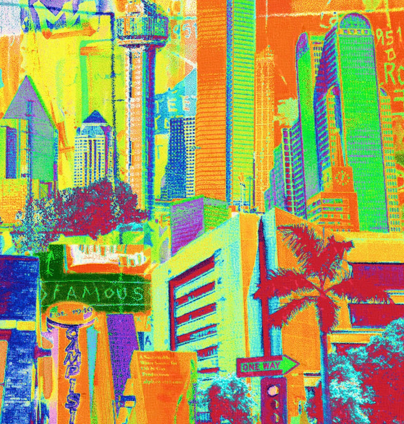 Dallas Texas Urban Pop Art Funky Vintage Colorful Streets Etsy